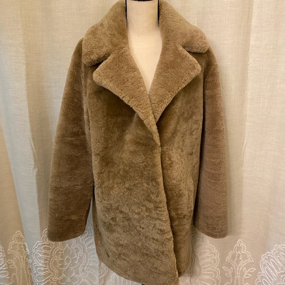 Yves Salomon lamb shearling fur brown teddy coat - Picture 5 of 10